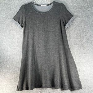 PinkLine USA Women's A Line Casual T-Shirt‎  Dress SZ M Gray Cuffed Short Sleeve